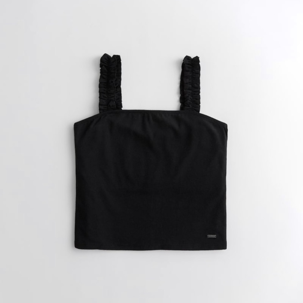 Black Ruffle tank top cropped